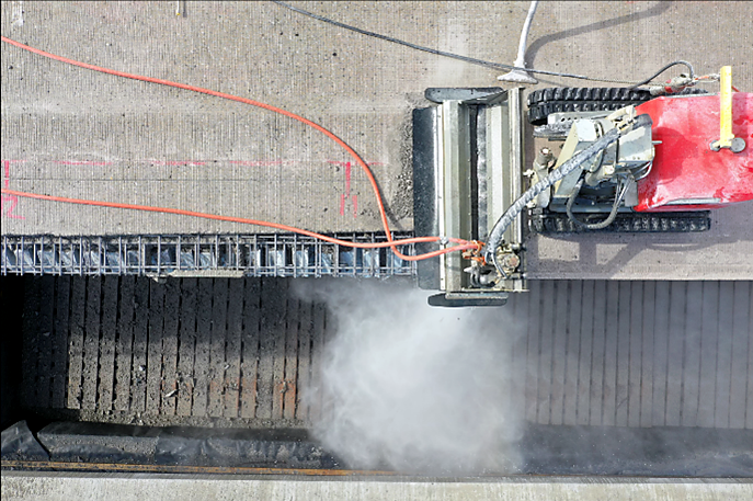 on location aquajet hydrodemolition rampart aqua cutter 410 710 robot concrete repair